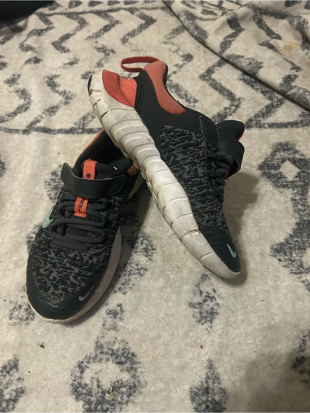 Nike Kids Black and Coral Slip-On Sneakers